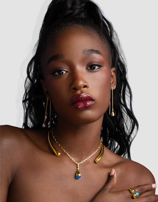 Glass Dash Chain Threader Earrings