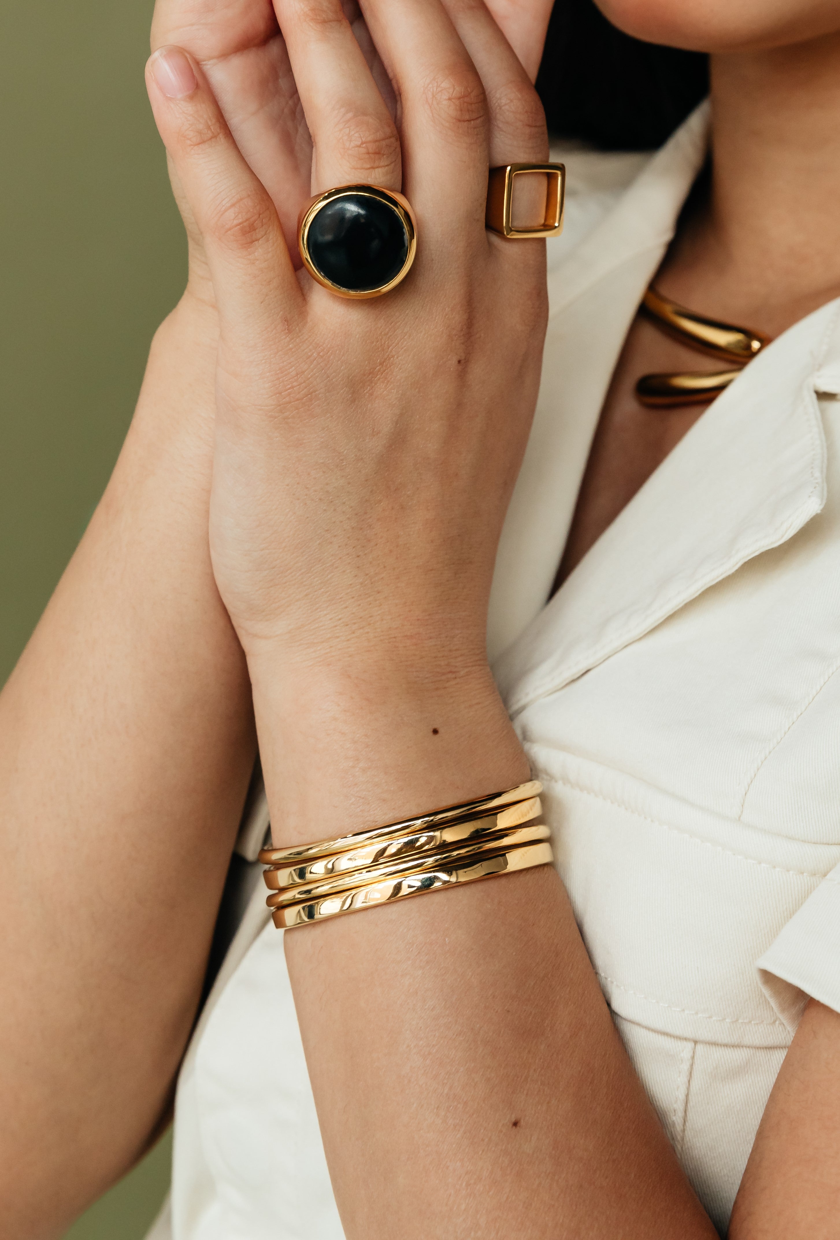 SOKO Mixed Shapes Stacking Cuff Bracelets - Main Image