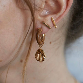 Bidu Wood Charm Hoop Earrings