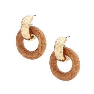 Shujaa Wood Link Stud Earring