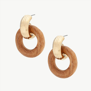 Shujaa Wood Link Stud Earrings
