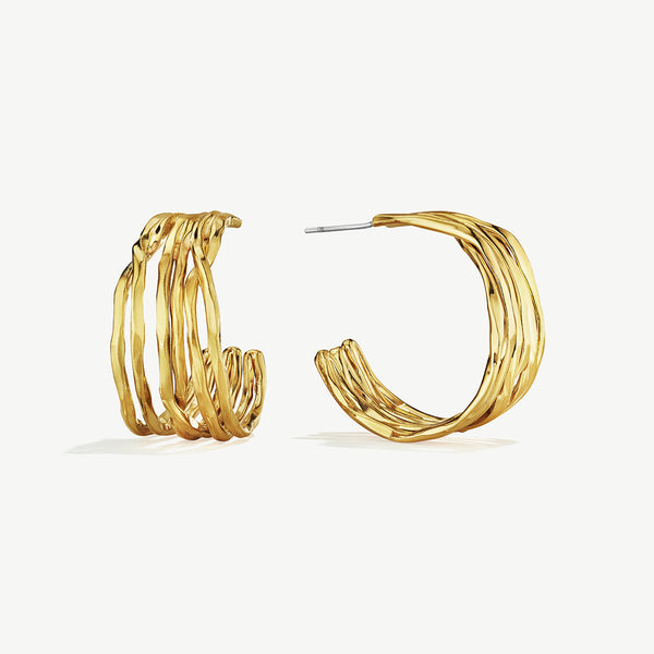 Celine Braided Effect Hoop Earrings in Metallic